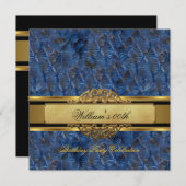 Mans Blue Black Gold Birthday Party Mannen Kaart (Voorkant / Achterkant)