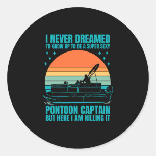 Mans boot spullen kapitein grappige pontonboot zee ronde sticker