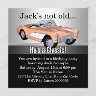 Mans Classic Car Birthday Party Kaart