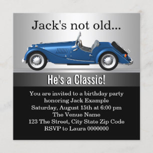 Mans Classic Car Birthday Party Kaart