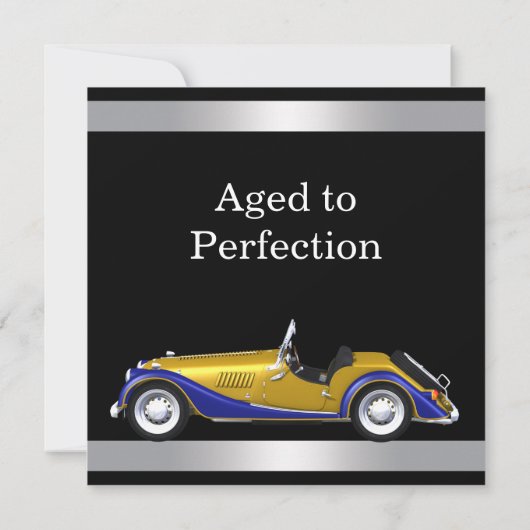 Mans Classic Car Verjaardagsfeest Kaart (Achterkant)