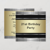 Mans Classy Zwart Zilver Goud 21ste Verjaardagsfee Kaart (Voorkant / Achterkant)