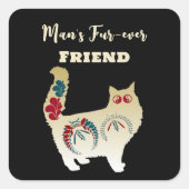 Mans eeuwige vriend Gouden Kat Folk Art decoratief Vierkante Sticker (Voorkant)