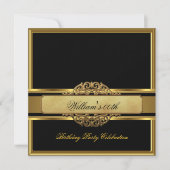 Mans Elegant Black Gold Birthday Party Mannen Kaart (Voorkant)