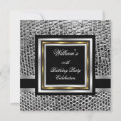 Mans Elegant Black Gold Silver Birthday Party Mann Kaart (Voorkant)