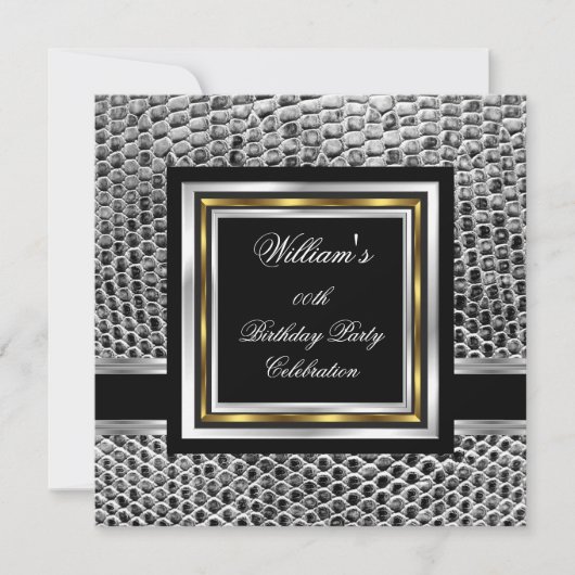 Mans Elegant Black Gold Silver Birthday Party Mann Kaart (Voorkant)