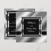 Mans Elegant Black Silver Birthday Party Mannen 2 Kaart (Voorkant / Achterkant)