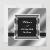 Mans Elegant Black Silver Birthday Party Mannen 2 Kaart (Voorkant)