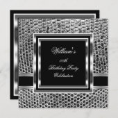 Mans Elegant Black Silver Birthday Party Mannen Kaart (Voorkant / Achterkant)