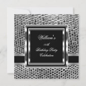 Mans Elegant Black Silver Birthday Party Mannen Kaart (Voorkant)