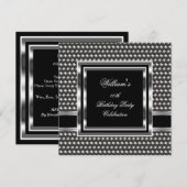 Mans Elegant Black Silver Birthday Party Mannen Kaart (Voorkant / Achterkant)