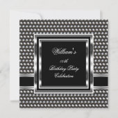 Mans Elegant Black Silver Birthday Party Mannen Kaart (Voorkant)