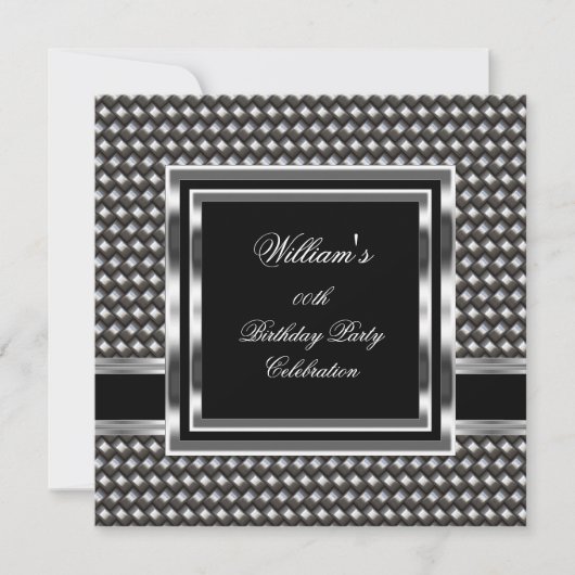Mans Elegant Black Silver Birthday Party Mannen Kaart (Voorkant)