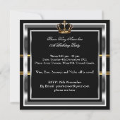 Mans Elegant Black Silver Birthday Prince Kaart (Achterkant)
