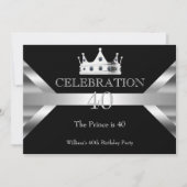 Mans Elegant Black Silver Prince King Birthday Kaart (Voorkant)
