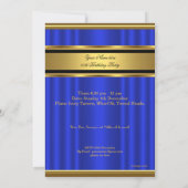 Mans Elegant Blue Gold Birthday Party Mannen Kaart (Achterkant)
