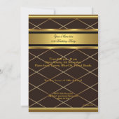 Mans Elegant Brown Gold Birthday Party Mannen Kaart (Achterkant)