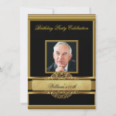 Mans Elegant Gold Birthday Party Mannen Foto 2 Kaart (Voorkant)