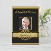 Mans Elegant Gold Birthday Party Mannen Foto 2 Kaart (Staand voorkant)