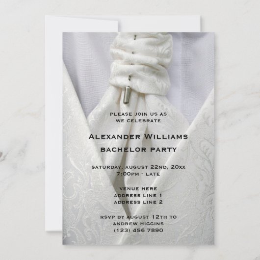 Mans Elegant Suit Bachelor Party Kaart (Achterkant)