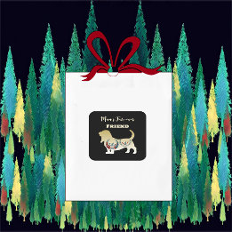 Mans Forever Vriend Gouden Hond Folk Art Decoratie Vierkante Sticker