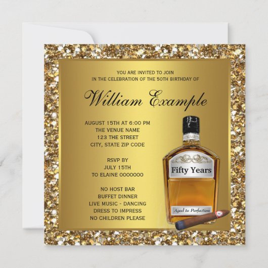 Mans Gold Aged to Perfection 50ste verjaardagsfees Kaart (Achterkant)