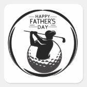 Man's Golfswing bal: Zalige Vaderdag Vierkante Sticker (Voorkant)