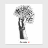 Mans hand Holding 100 dollar factureert geld kunst Sticker (Vel)