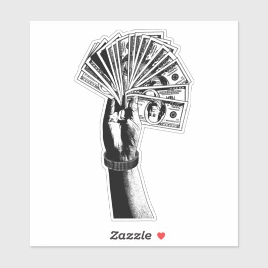 Mans hand Holding 100 dollar factureert geld kunst Sticker (Vel)