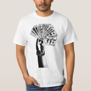 Mans hand Holding 100 dollar factureert geld kunst T-shirt