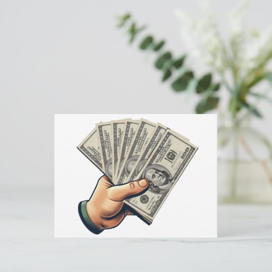 Mans hand Holding 100 dollar koopt geld kunst Briefkaart (Staand voorkant)