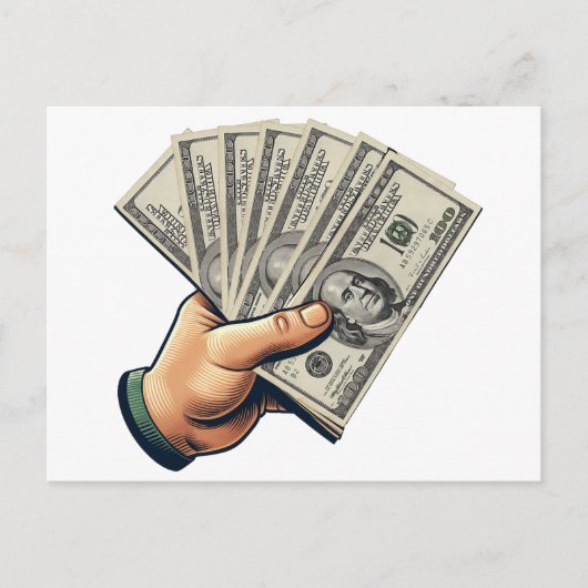 Mans hand Holding 100 dollar koopt geld kunst Briefkaart (Voorkant)
