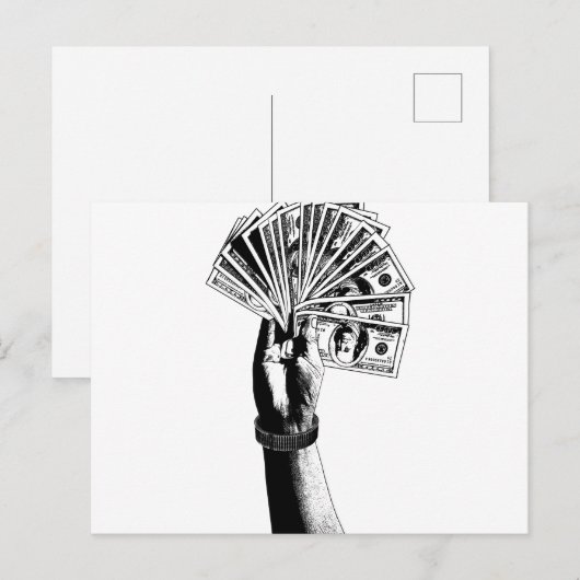 Mans hand Holding 100 dollar koopt geld kunst Briefkaart (Voorkant / Achterkant)