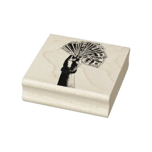Mans hand Holding 100 USD Bills money art Rubberstempel