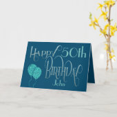 Man's Happy Birthday Elke leeftijd en naam blauw Kaart (Gele Bloem)