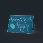 Man's Happy Birthday Elke leeftijd en naam blauw Kaart<br><div class="desc">Een elegant ontwerp van stijlvolle typografie in mannelijke kleuren. Het is zeer veelzijdig omdat u de leeftijd gemakkelijk kunt personaliseren naar elke gewenste leeftijd! Happy Birthday speelt zich af in een scripttypografie in blauw en de leeftijd is in een coördinerend lettertype in zacht blauwgroen, samen met de naam van uw...</div>
