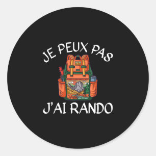 Mans ik kan niet ik heb hiking cadeau performance ronde sticker