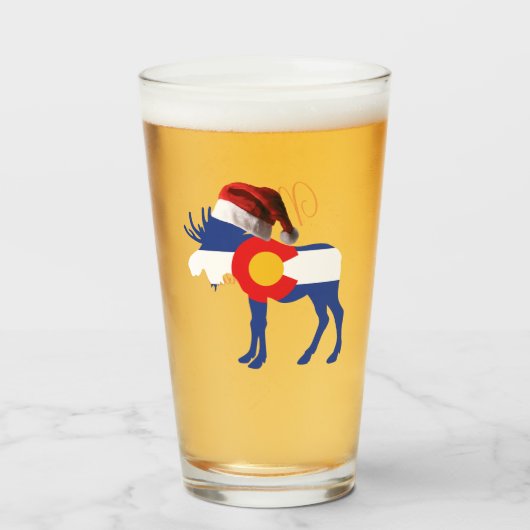 Mans in Colorado Vlag met Santa Hat Glas (Voorkant gevuld)
