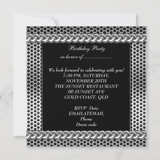 Mans Mannen 60th Silver Metday Kaart (Achterkant)