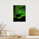 Mans met Green Aurora Borealis, Alaska Poster (Keuken)