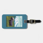 Mans met MountainUtah Bagagelabel (Voorkant horizontaal)