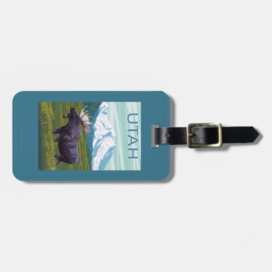 Mans met MountainUtah Bagagelabel (Voorkant horizontaal)