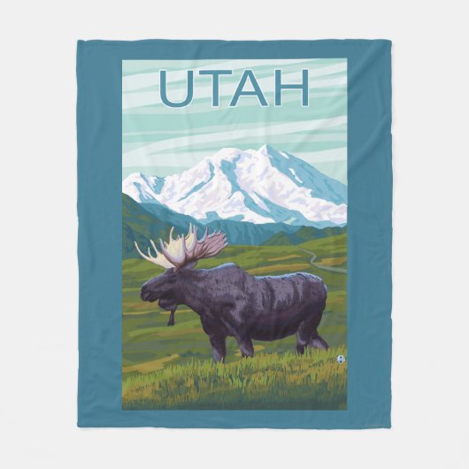 Mans met MountainUtah Fleece Deken (Voorkant)