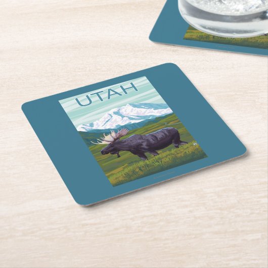 Mans met MountainUtah Kartonnen Onderzetters (Schuin)