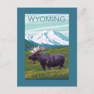 Mans met MountainWyoming Briefkaart