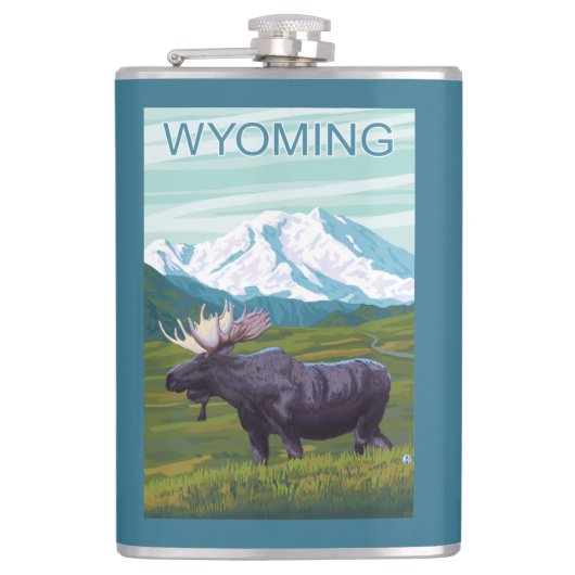 Mans met MountainWyoming Heupfles (Voorkant)