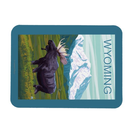 Mans met MountainWyoming Magneet (Horizontaal)