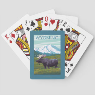 Mans met MountainWyoming Pokerkaarten