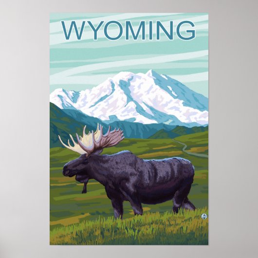Mans met MountainWyoming Poster (Voorkant)
