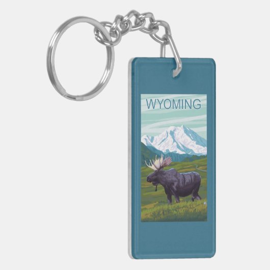 Mans met MountainWyoming Sleutelhanger (Voorkant Links)